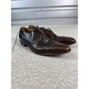 Romano Martegani Shoes Mens Size 10.5 A Brown Leather Wingtip Oxford Italy Dress